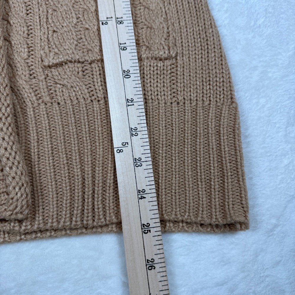 VTG Contact NY Camel Cable Chuncky Fisherman Academia Knit Button Front Vest M - Picture 6 of 6
